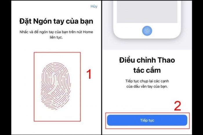 Bước 3 trong việc cài đặt Touch ID là xác nhận vân tay của bạn bằng cách đặt ngón tay lên cảm biến vân tay trên điện thoại và làm theo hướng dẫn trên màn hình.