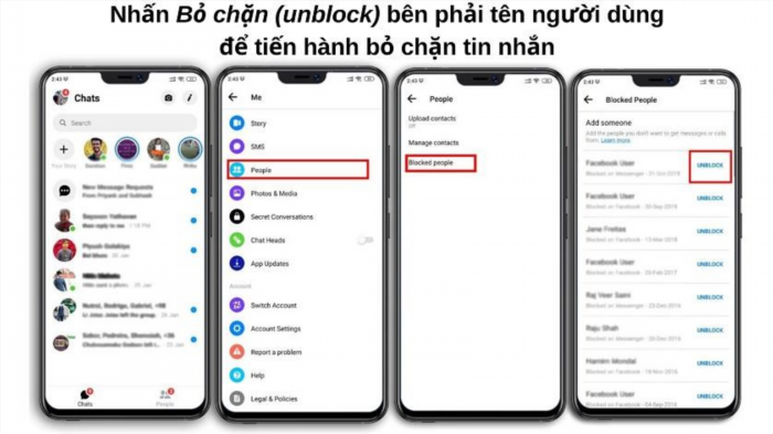 Cách mở khóa tin nhắn trên Messenger trên điện thoại iPhone sau khi đã xóa tin nhắn.