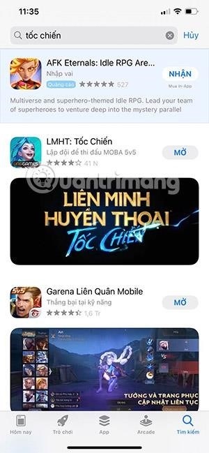 Cách tải Liên Minh Tốc Chiến từ App Store.