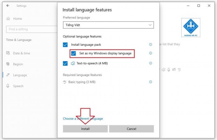 Cách giải quyết khi không thể cài đặt ngôn ngữ tiếng Việt cho hệ điều hành Windows 10.