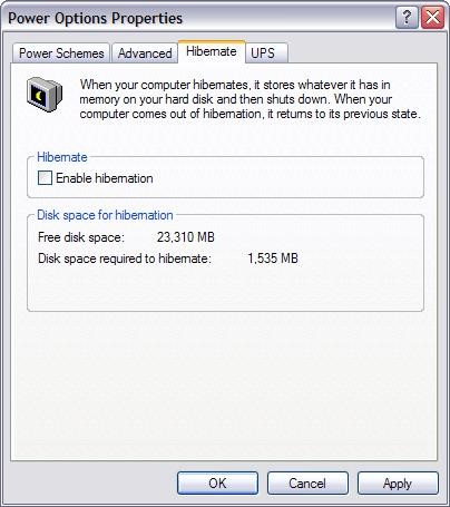 Tắt tính năng Sleep (Hibernate) trên Windows XP.