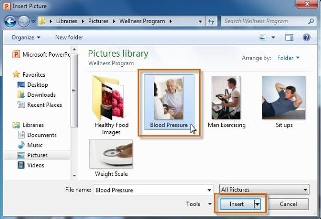 Bước 3: Bạn hãy lựa chọn file hình ảnh muốn thêm vào Powerpoint.