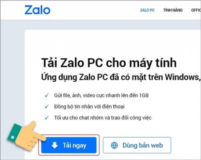Tải phiên bản Zalo trên máy tính.
