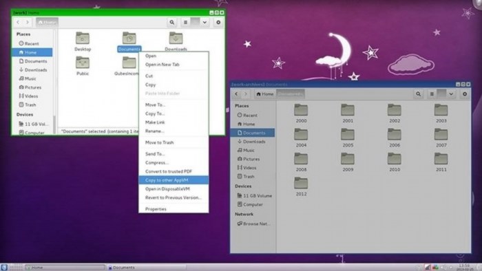 QubesOS cũng là một ứng dụng tạo một không gian cách ly trên hệ điều hành Windows.