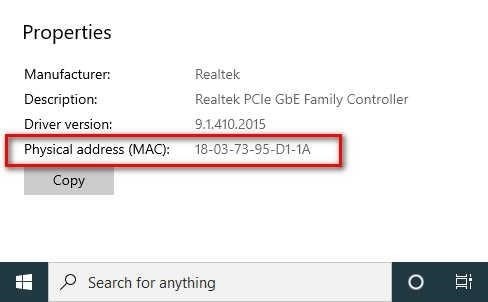 Cách xác định địa chỉ MAC thông qua Cài đặt